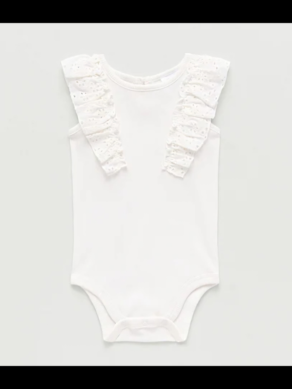 okie dokie White Onesie With Ruffles